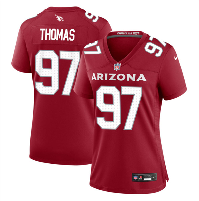 Women's Arizona Cardinals #97 Cameron Thomas Red 2023 Football Stitched Jersey(Run Small)